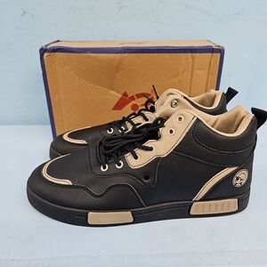 Men's Casual PU High Top Sneakers Sports Shoes EU 46 Black Beige